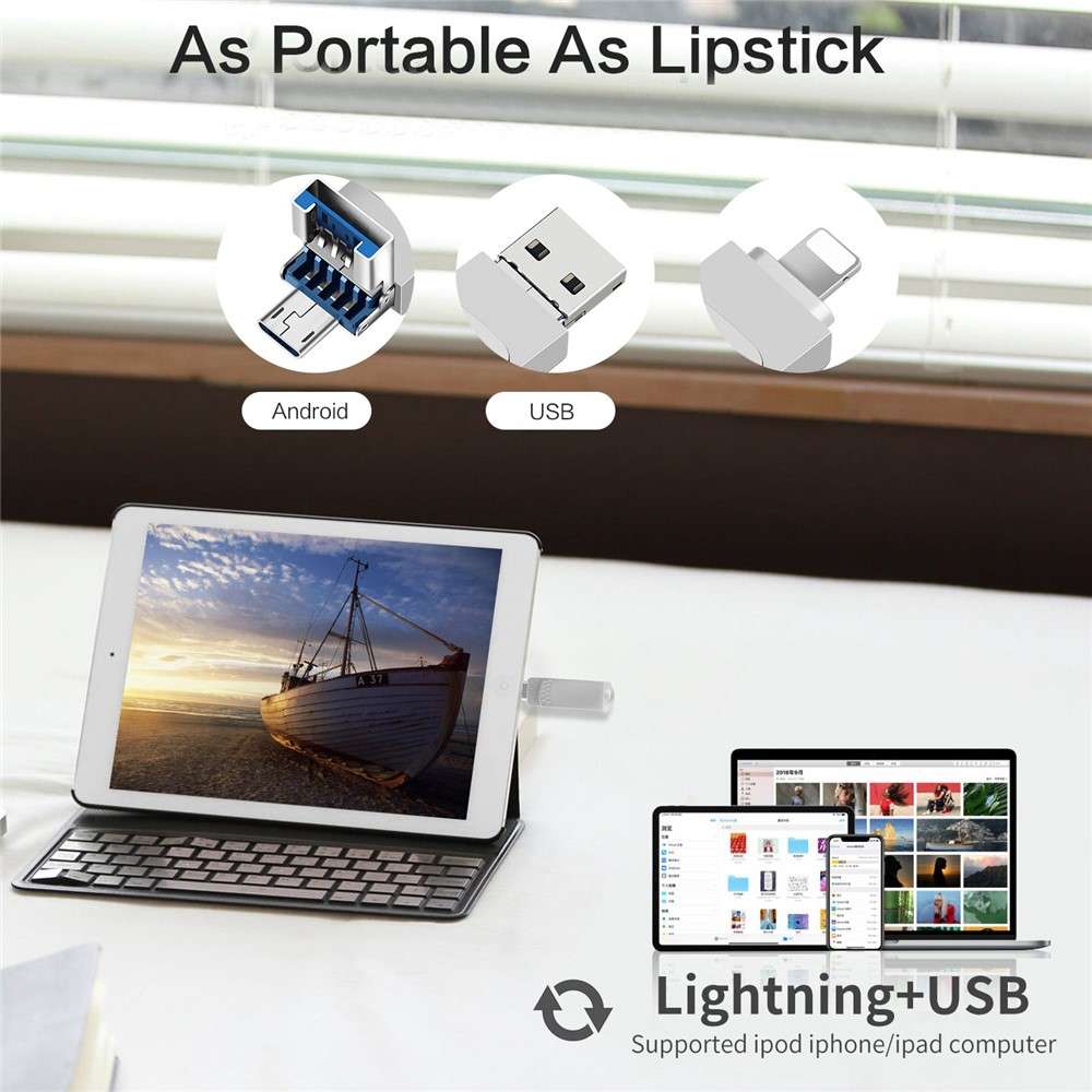 RICHWELL 16GB Plug and Play Memory Stick 3 in 1 USB 3.0 Flash Drive for iPhone Android - Silver