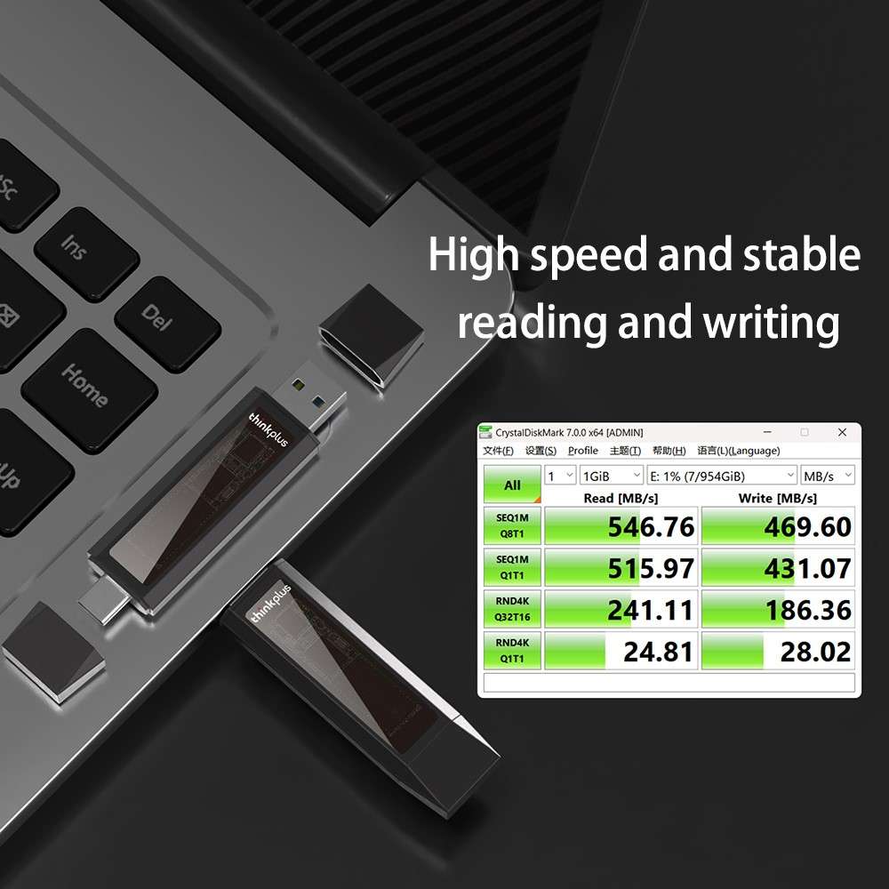 LENOVO THINKPLUS TU203 128GB USB+Type-C Flash Drive Photo Data Storage Stick Thumb Drive for MacBook