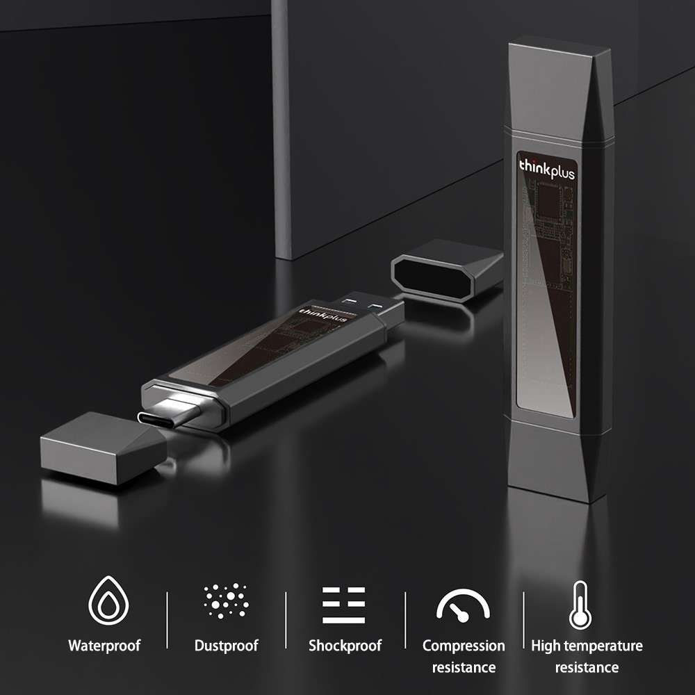 LENOVO THINKPLUS TU203 128GB USB+Type-C Flash Drive Photo Data Storage Stick Thumb Drive for MacBook
