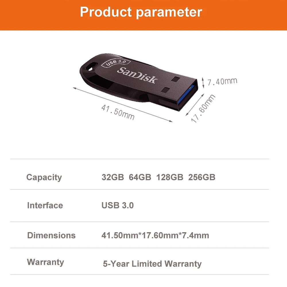 SANDISK CZ410 128G USB 3.0 Data Storage Thumb Stick 100M / S USB Flash Drive