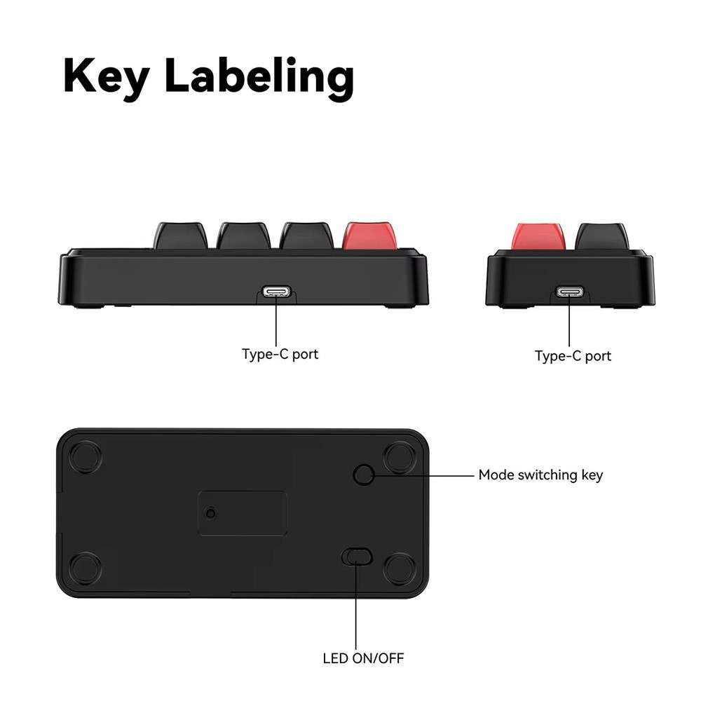 MKESPN K815B 8-Key RGB Mechanical Numeric Keyboard Hot-Swappable Compact Gaming Keypad - Red / Black