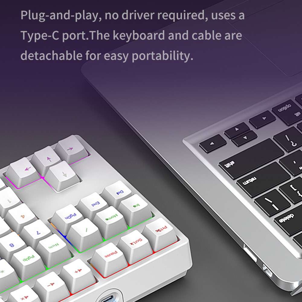 A36 RGB Backlit Mini Mechanical Keyboard with Numpad 34 Keys Type-C Wired Keyboard - Black