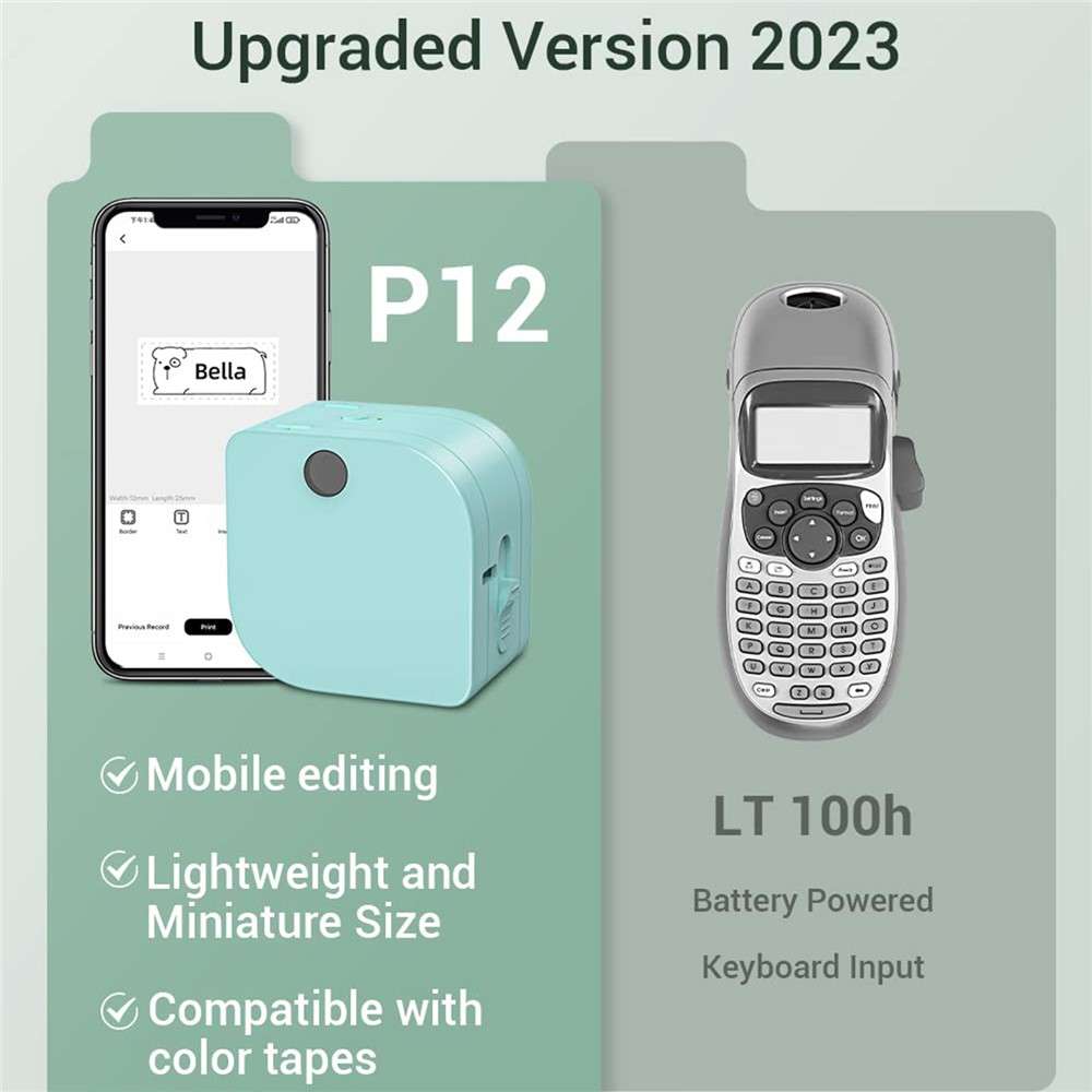 PHOMEMO P12 Mini Handheld Thermal Printer Wireless Bluetooth-compatible Label Printer - Green