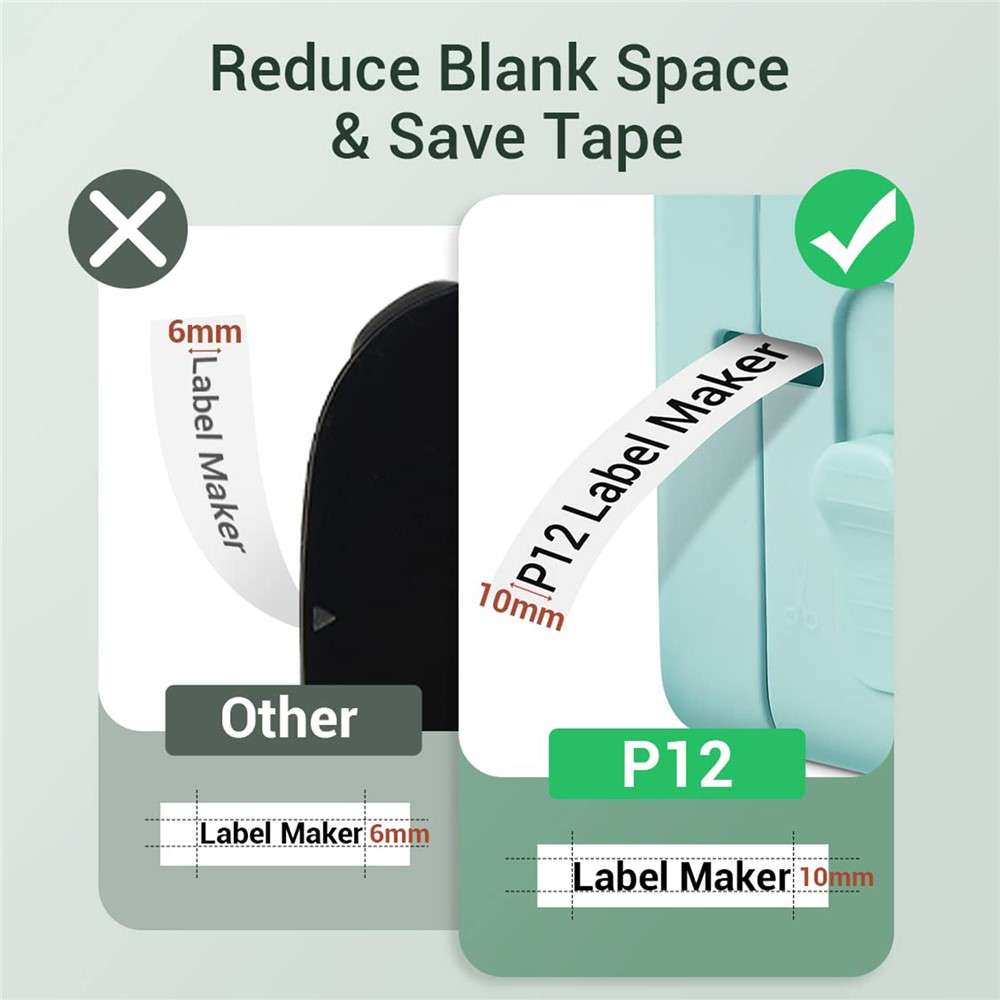 PHOMEMO P12 Mini Handheld Thermal Printer Wireless Bluetooth-compatible Label Printer - Green