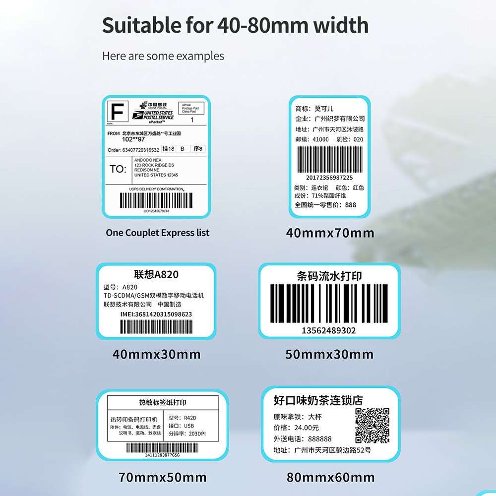 TDL401H USB Computer Thermal Label Printer Receipt Printing Tool - UK Plug