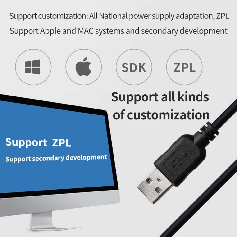 TDL401H USB Computer Thermal Label Printer Receipt Printing Tool - UK Plug