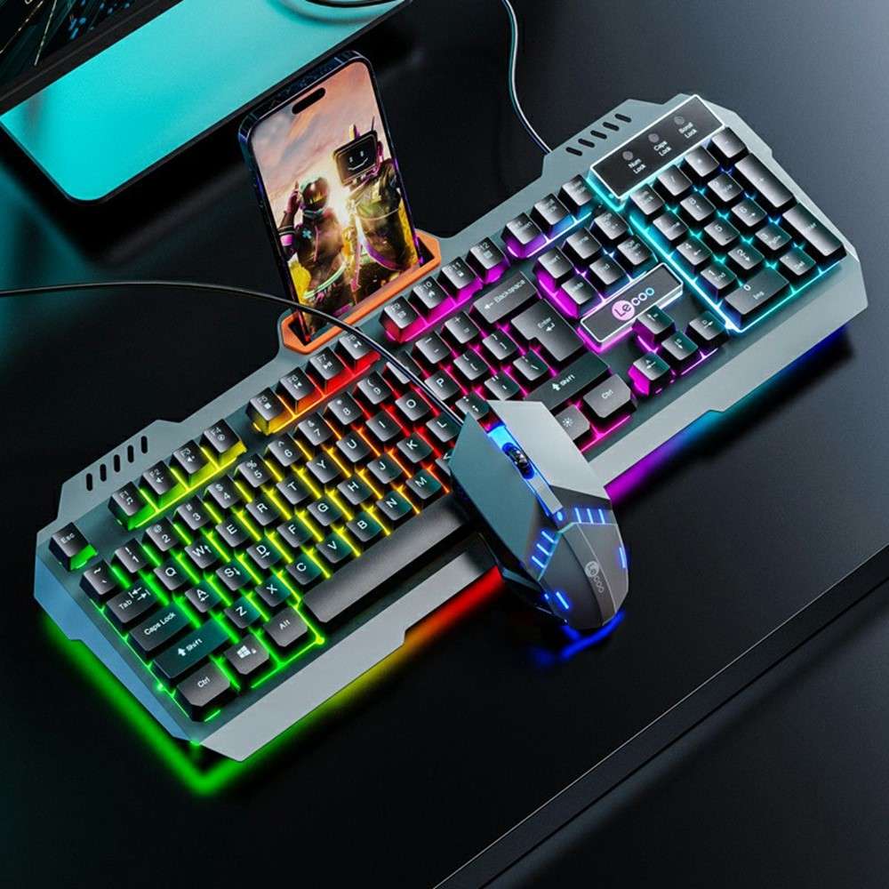 LENOVO LECOO CM107 Backlight USB Wired Gaming Mechanical Keyboard Mouse Set for Computer Laptop - Bl