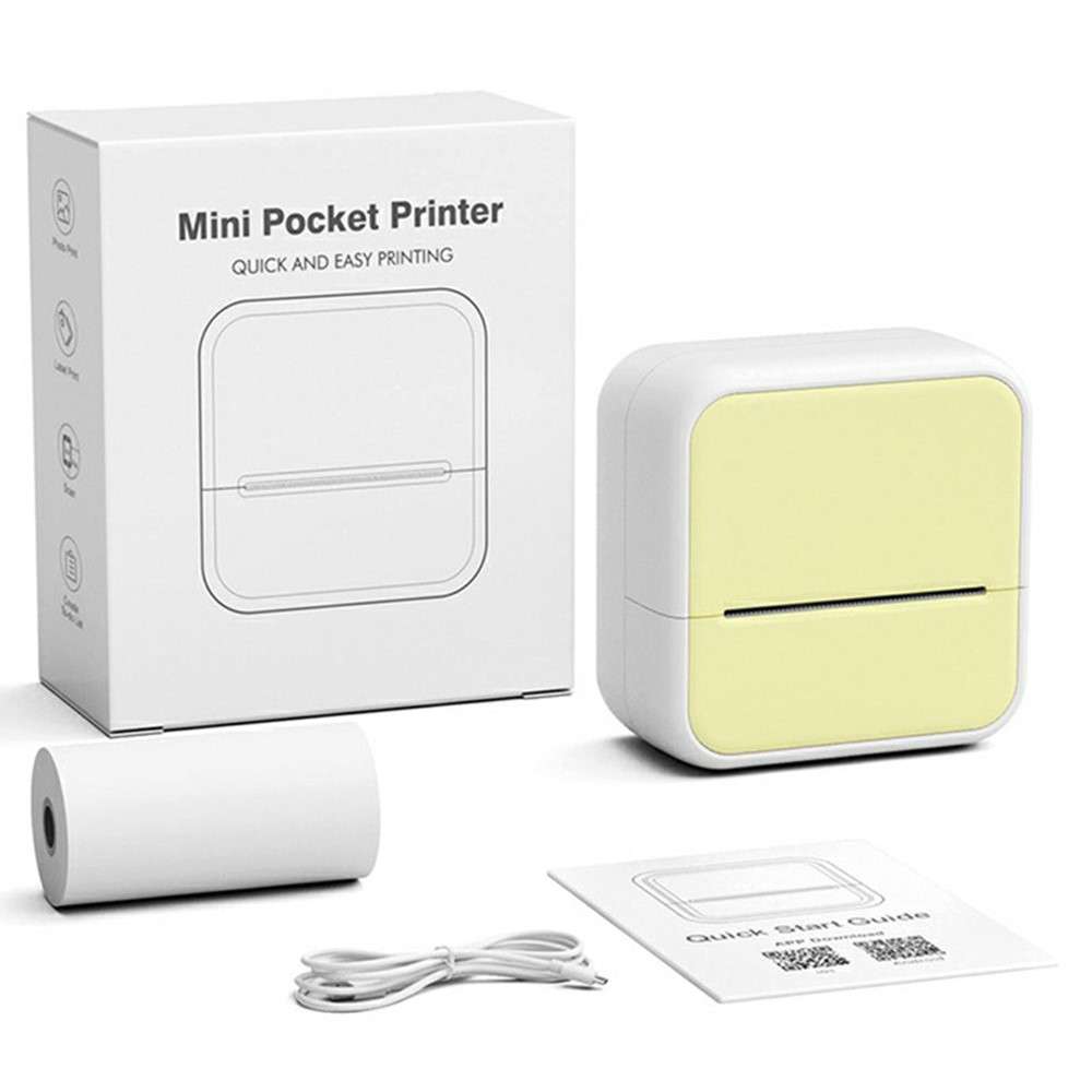 S1 Portable BT Thermal Printer Label Maker with 1 Roll Paper for Barcodes / Tags / Stickers - Yellow