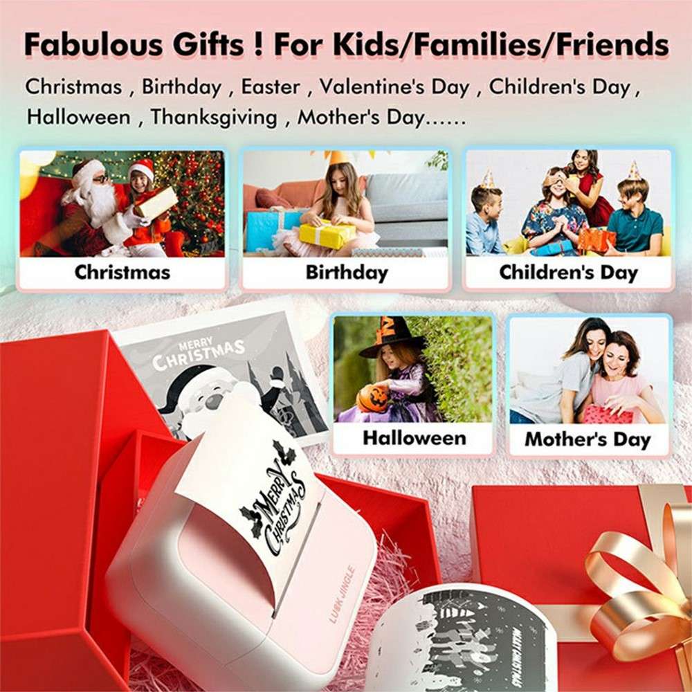 S1 Portable BT Thermal Printer Label Maker with 1 Roll Paper for Barcodes / Tags / Stickers - Blue