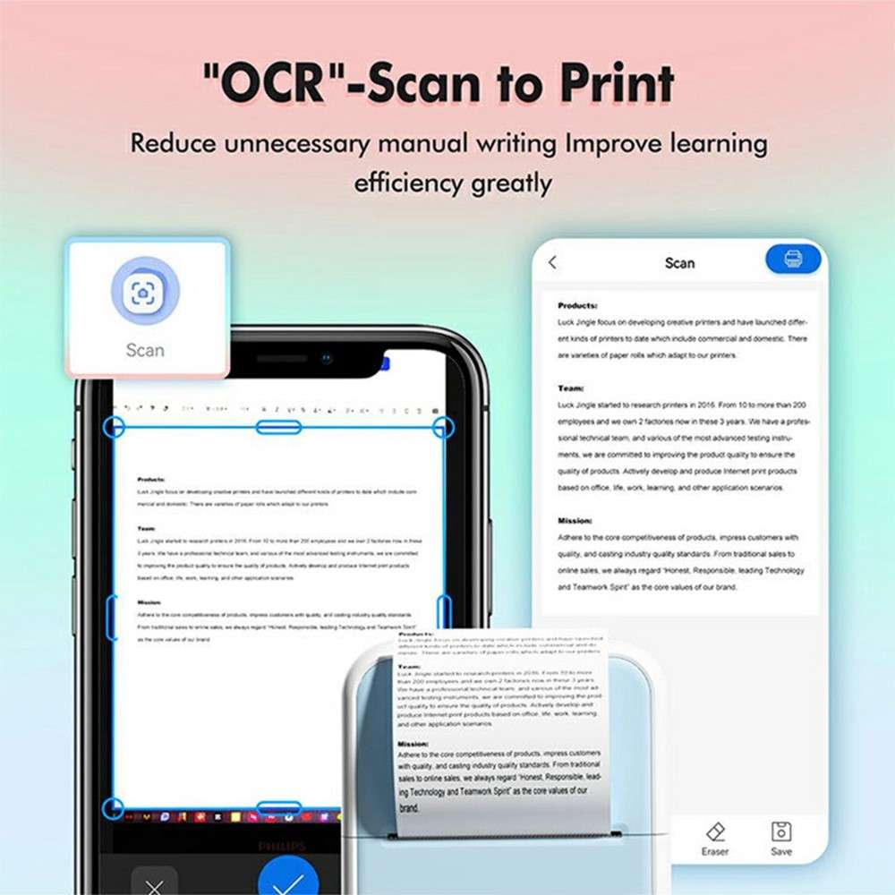 S1 Portable BT Thermal Printer Label Maker with 1 Roll Paper for Barcodes / Tags / Stickers - Blue