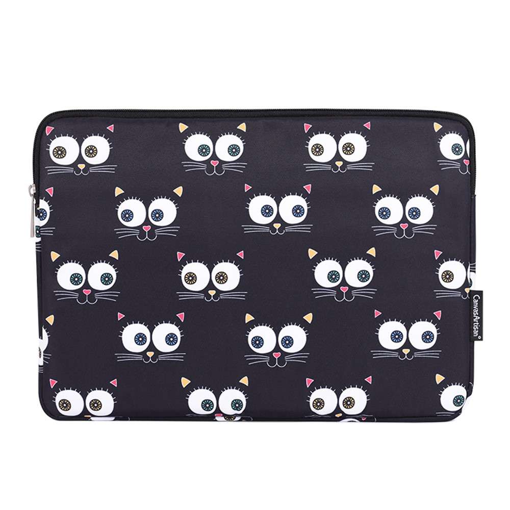 CANVASARTISAN H22-01 Eyes Pattern Laptop Carrying Bag Notebook PC Protective Sleeve - Black/for 14-i