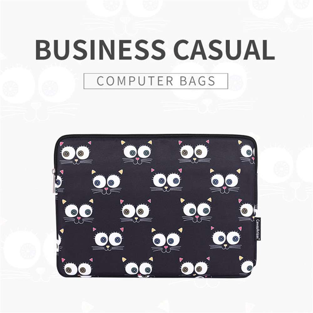 CANVASARTISAN H22-01 Eyes Pattern Laptop Carrying Bag Notebook PC Protective Sleeve - Black/for 14-i