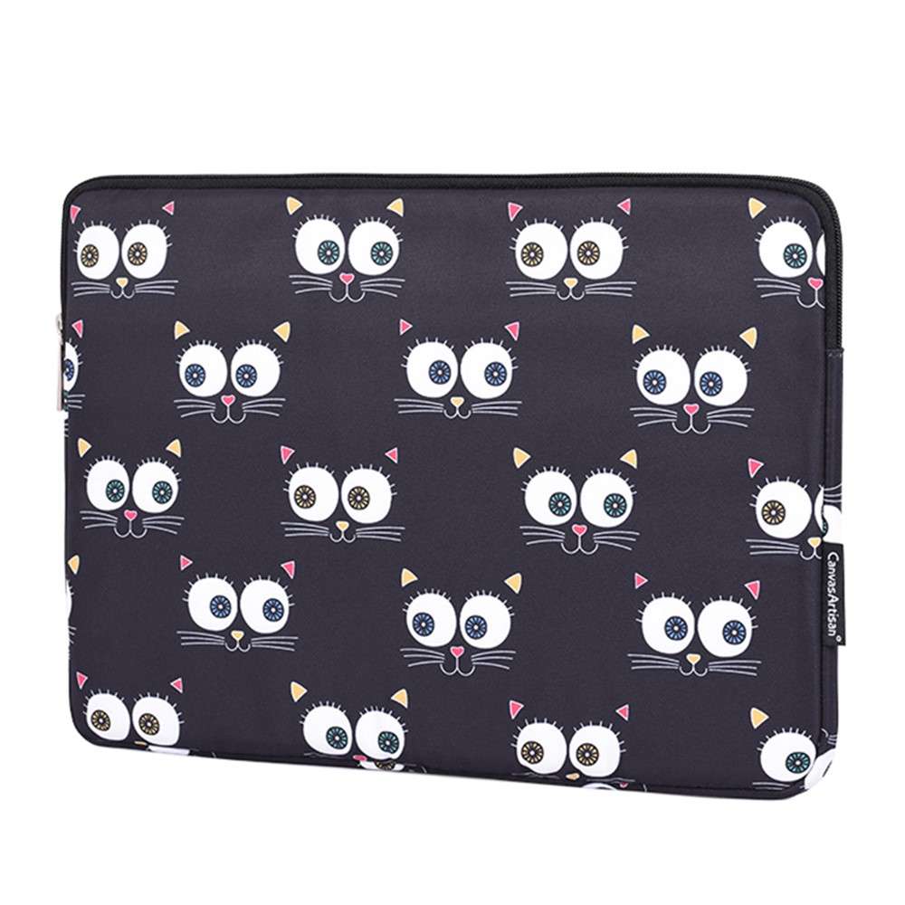 CANVASARTISAN H22-01 Eyes Pattern Laptop Carrying Bag Notebook PC Protective Sleeve - Black/for 14-i