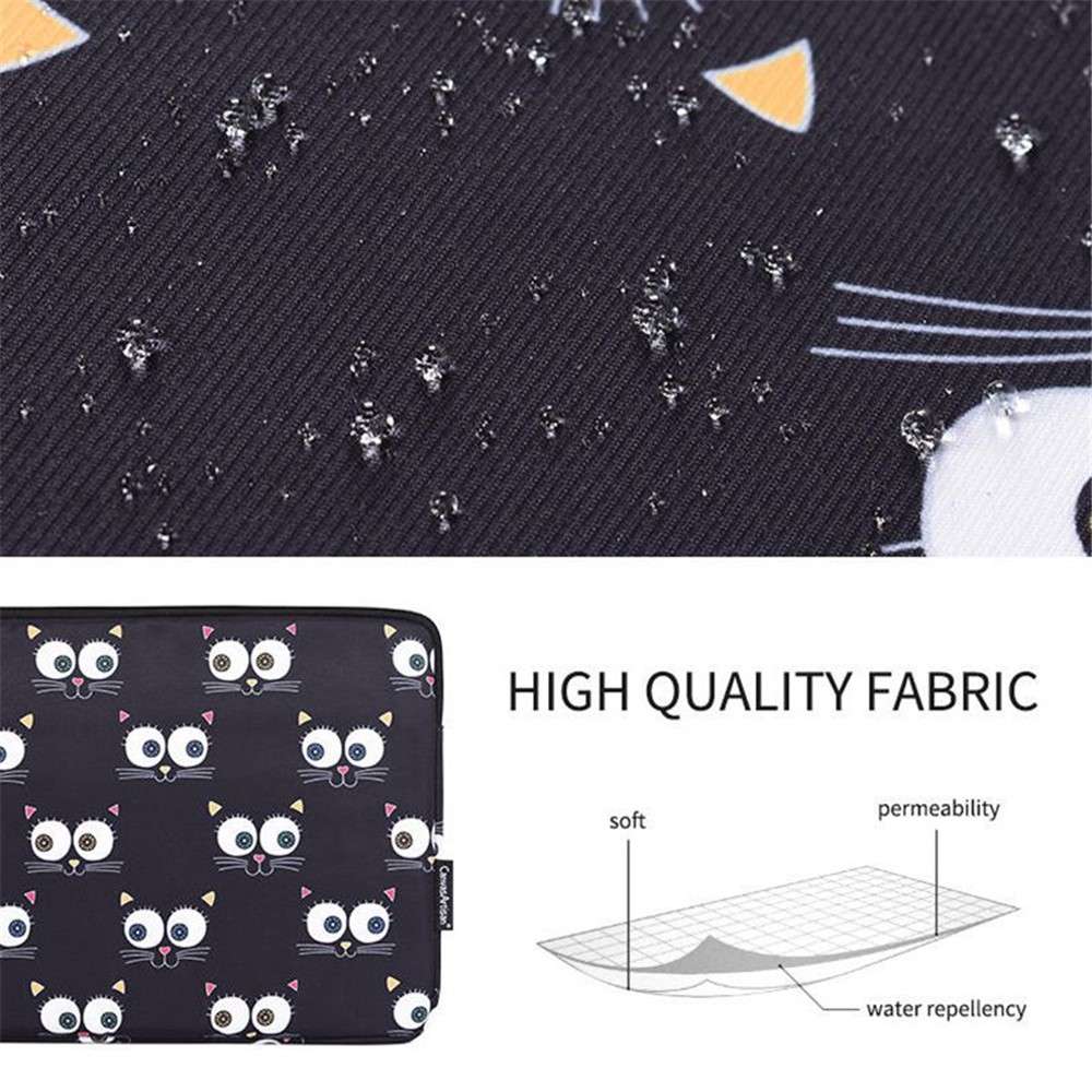 CANVASARTISAN H22-01 Eyes Pattern Laptop Carrying Bag Notebook PC Protective Sleeve - Black/for 14-i