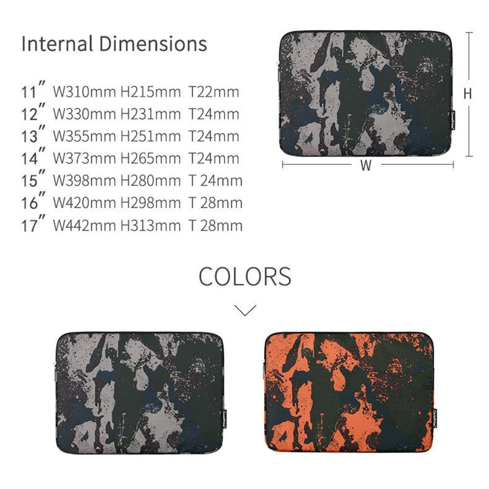 CANVASARTISAN H7-01 Camouflage Pattern Laptop Sleeve Soft Linner Notebook Bag - Grey/for 15-inch Lap