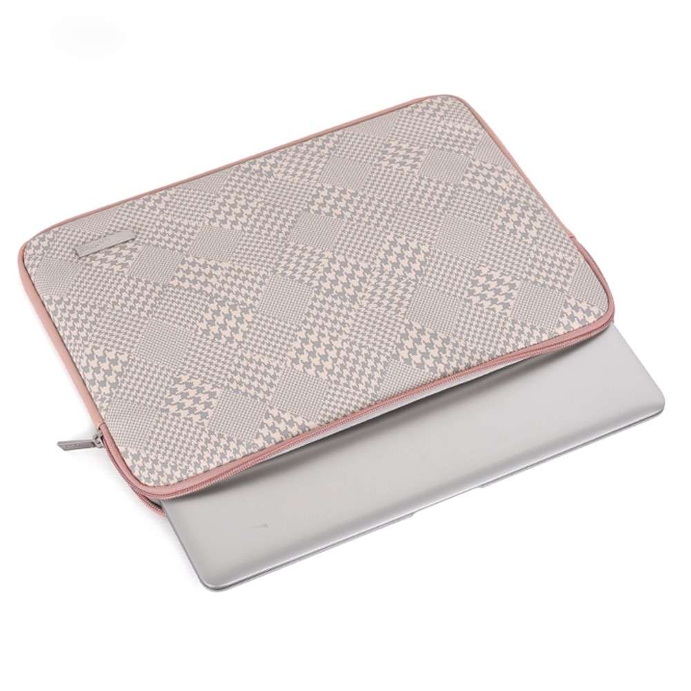 CANVASARTISAN L21-04 Houndstooth Pattern Protective Laptop Sleeve Notebook Case - Grey Edge/for 13-i