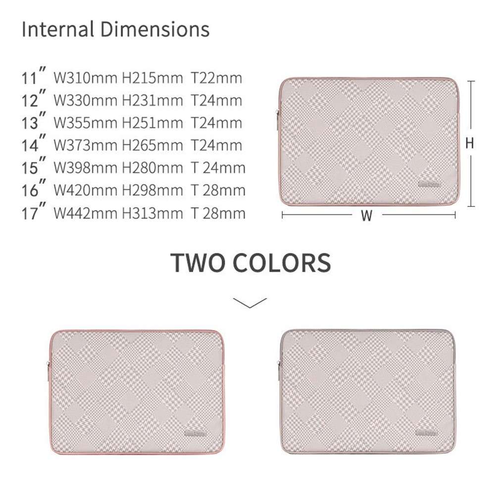 CANVASARTISAN L21-04 Houndstooth Pattern Protective Laptop Sleeve Notebook Case - Grey Edge/for 13-i