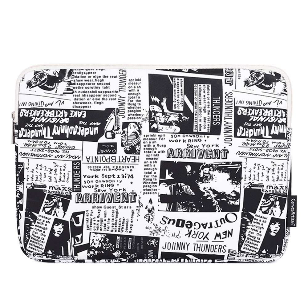 CANVASARTISAN H35-01 Newspaper Pattern Printing Laptop Protective Sleeve Case Notebook Carrying Cove