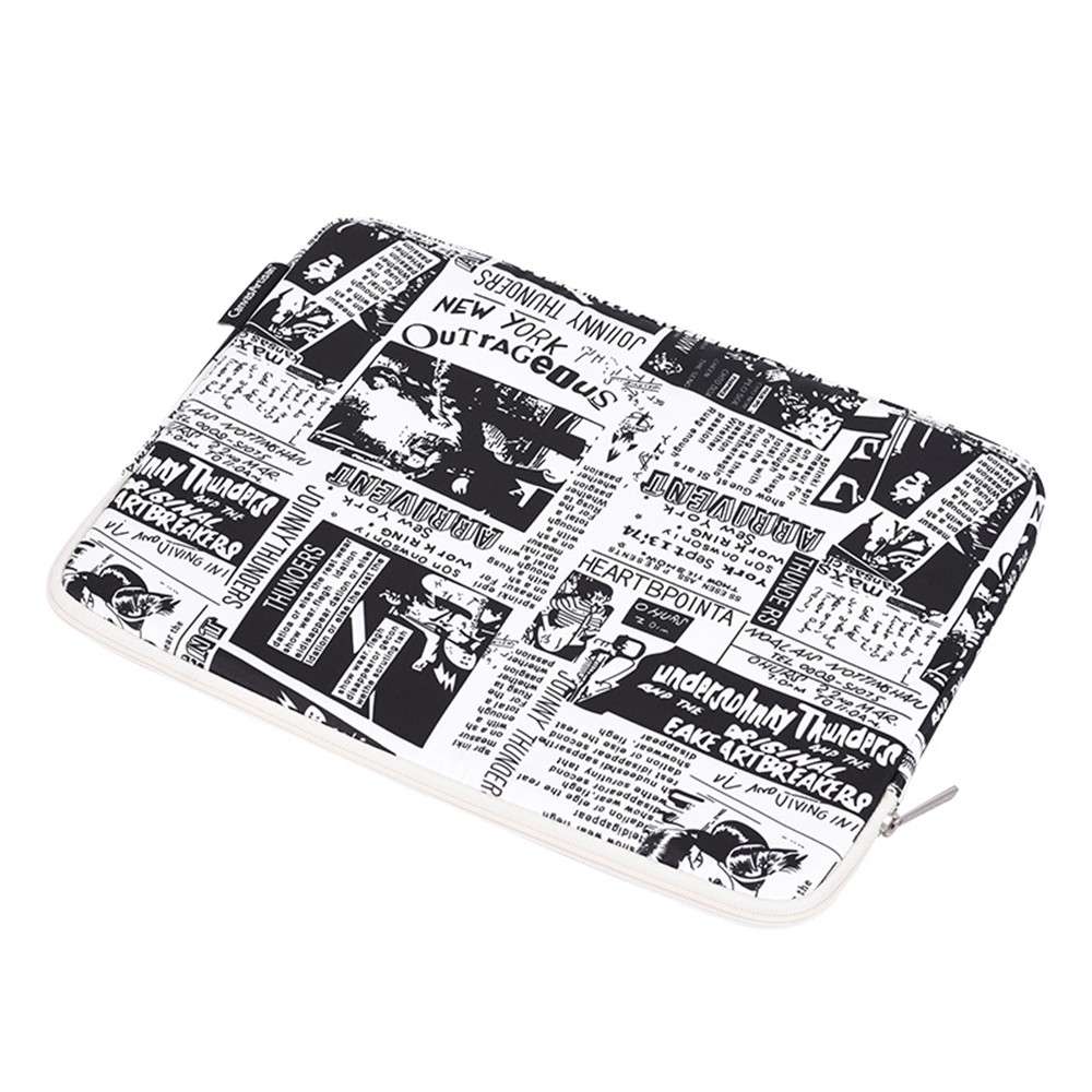 CANVASARTISAN H35-01 Newspaper Pattern Printing Laptop Protective Sleeve Case Notebook Carrying Cove