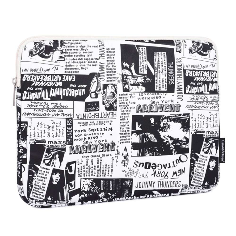 CANVASARTISAN H35-01 Newspaper Pattern Printing Laptop Protective Sleeve Case Notebook Carrying Cove