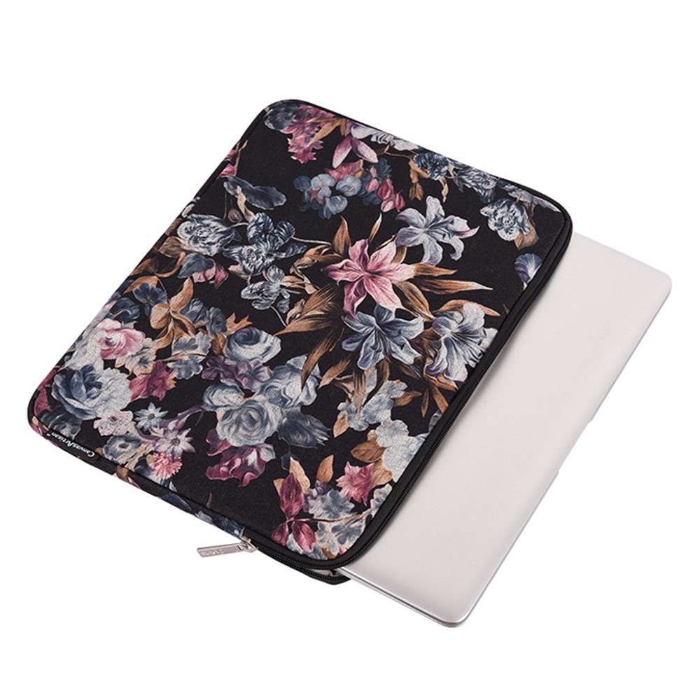 CANVASARTISAN H2-01 Fabric Watercolor Flower Pattern Laptop Sleeve Notebook Computer Protect Zipper