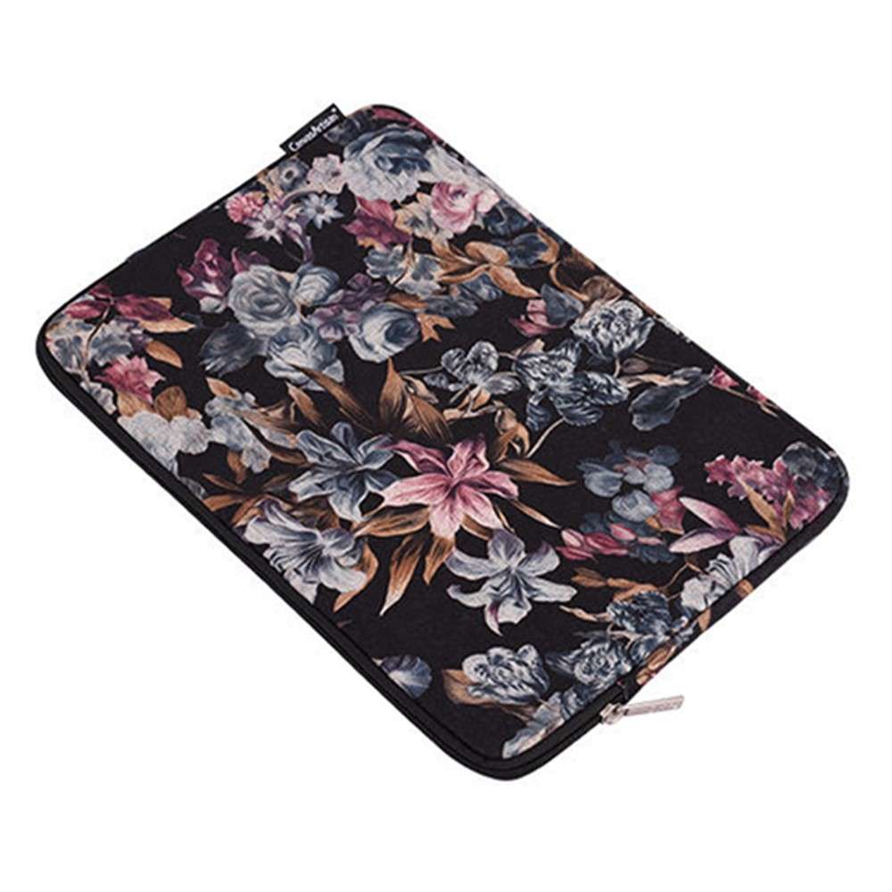 CANVASARTISAN H2-01 Fabric Watercolor Flower Pattern Laptop Sleeve Notebook Computer Protect Zipper