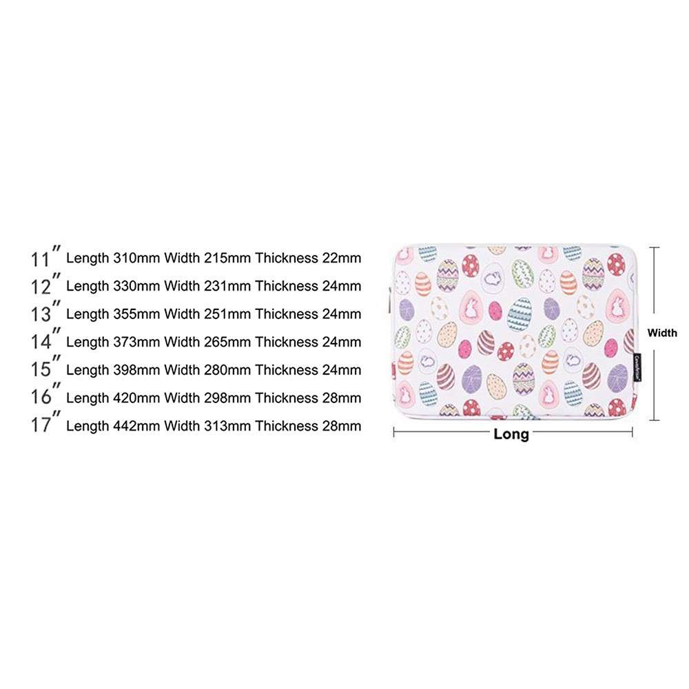 CANVASARTISAN G52-01 15-inch Laptop Sleeve PU Protective Case Easter Bunny and Eggs Pattern Carrying