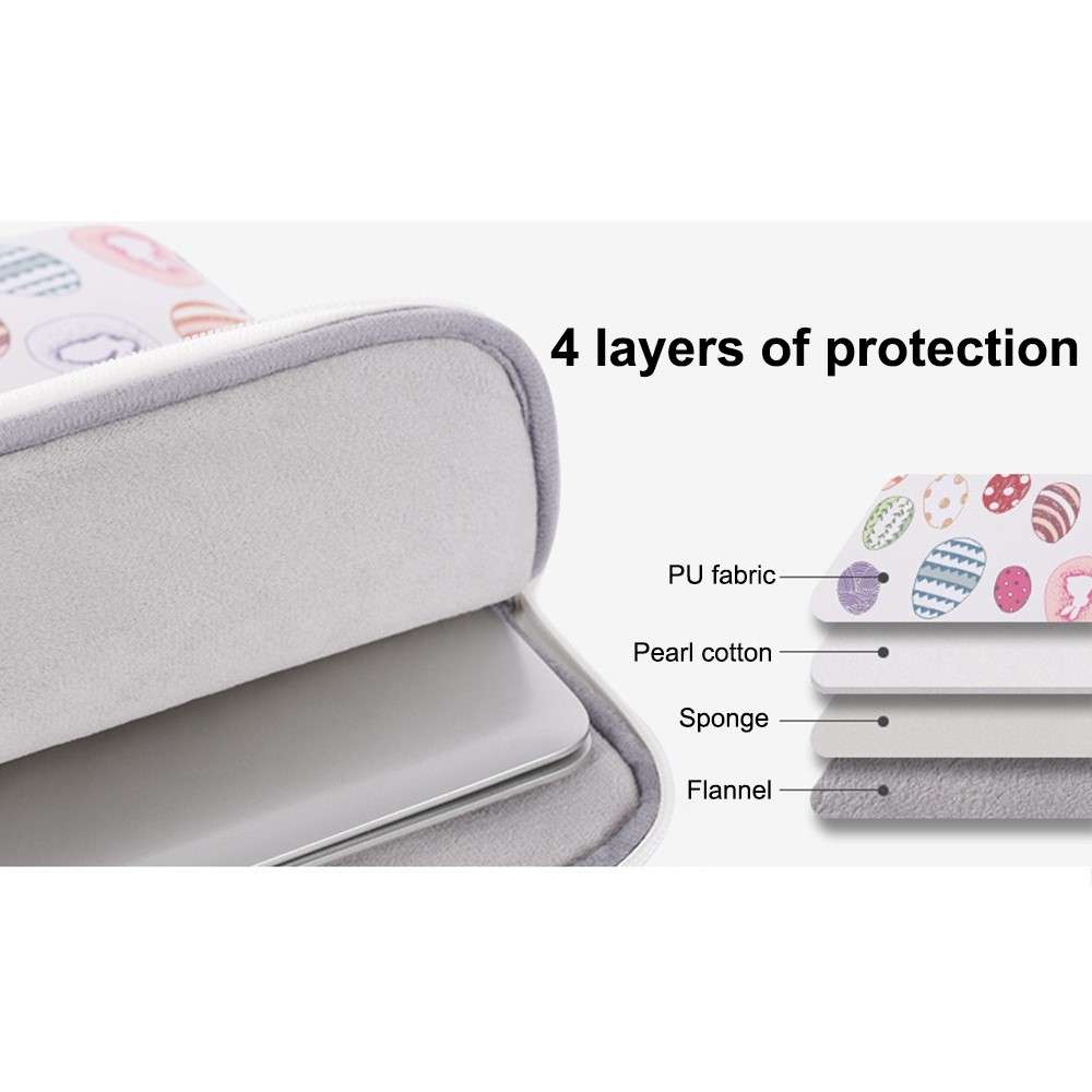 CANVASARTISAN G52-01 15-inch Laptop Sleeve PU Protective Case Easter Bunny and Eggs Pattern Carrying