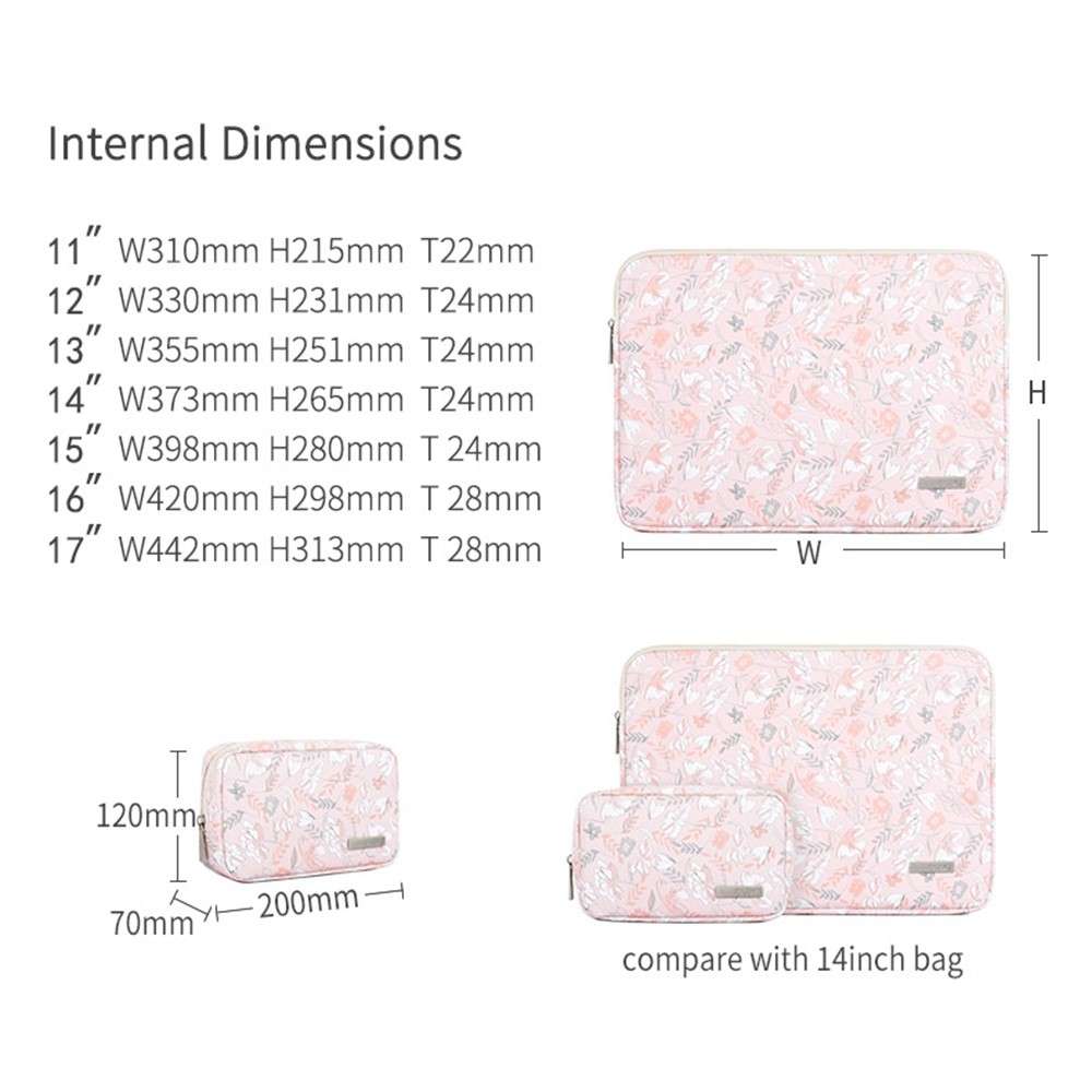 CANVASARTISAN G4-T0111 12-inch Laptop Tablet Protective Case Flower Pattern Notebook Computer Bag wi