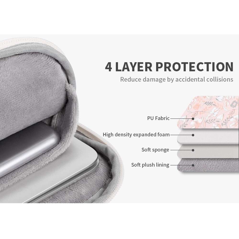 CANVASARTISAN G4-T0111 12-inch Laptop Tablet Protective Case Flower Pattern Notebook Computer Bag wi