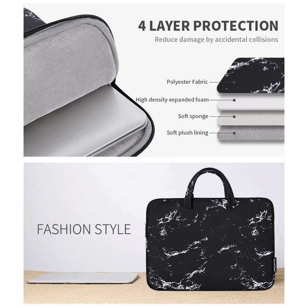 CANVASARTISAN H32-B01 Marble Pattern 13-inch Laptop Carrying Bag Marble Pattern Notebook Handbag - W