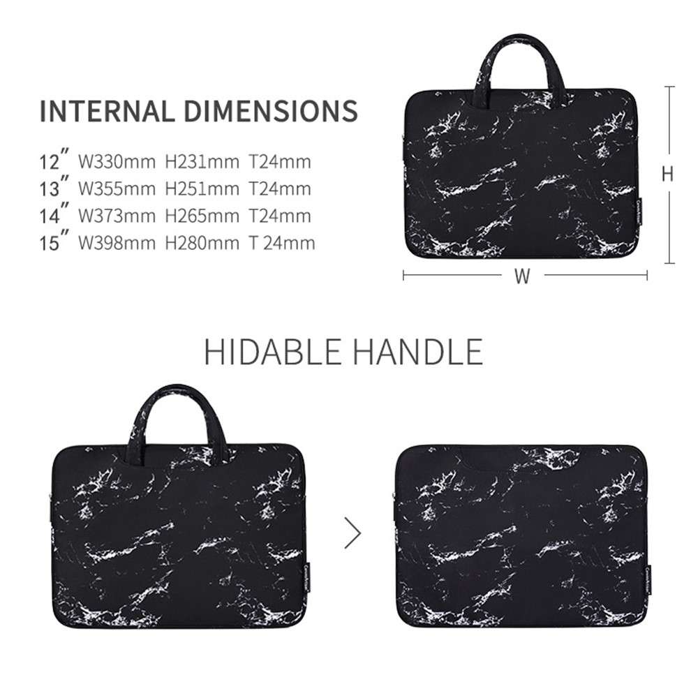 CANVASARTISAN H32-B01 Marble Pattern 13-inch Laptop Carrying Bag Marble Pattern Notebook Handbag - W