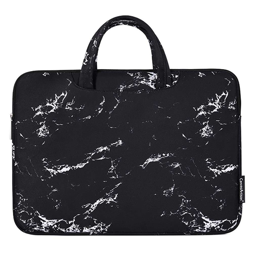 CANVASARTISAN H32-B01 12-inch Laptop Carrying Bag Marble Pattern Notebook Computer Handbag - Black