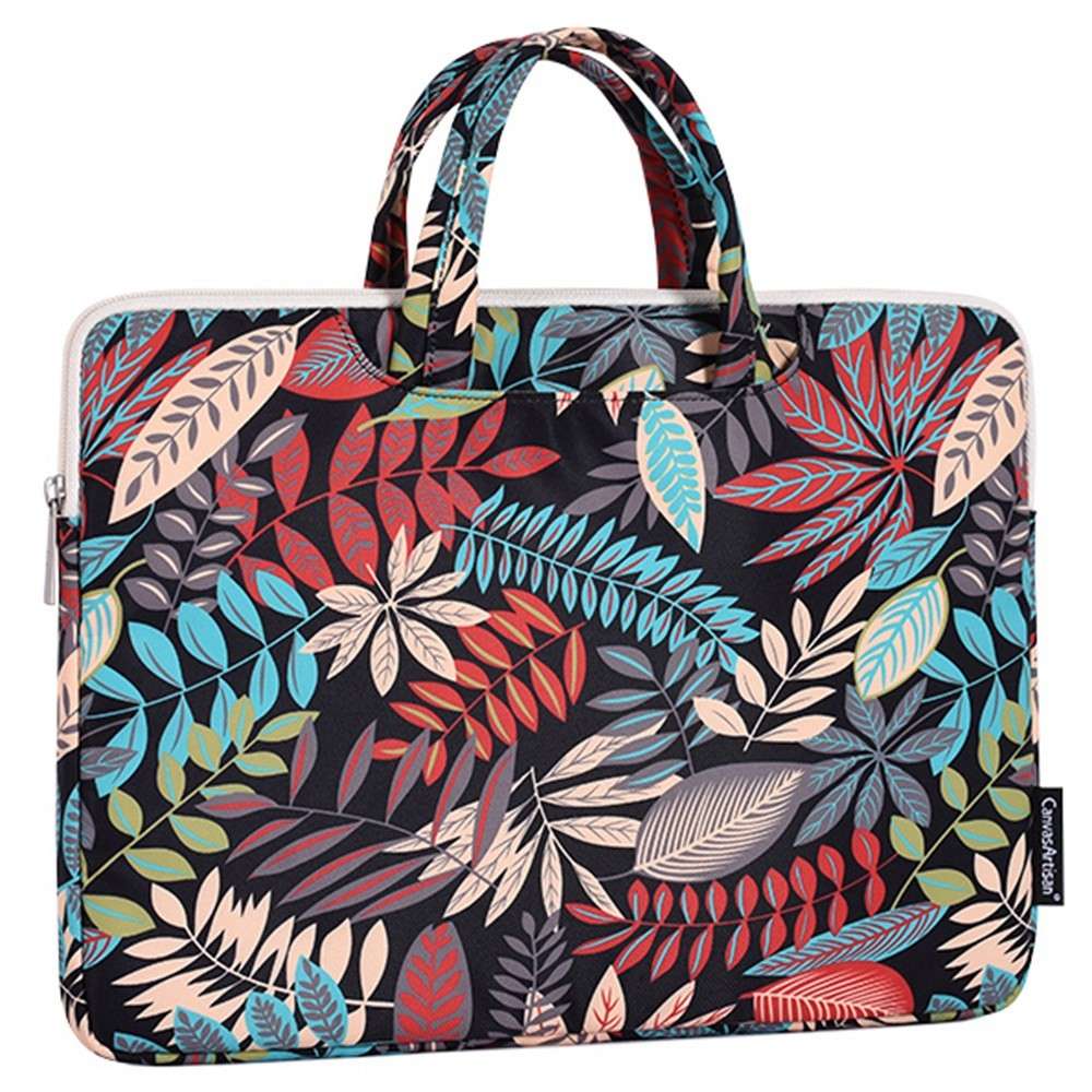CANVASARTISAN H30-B01 Big Leaf Pattern 13-inch Laptop Carrying Bag Notebook Handbag - Black
