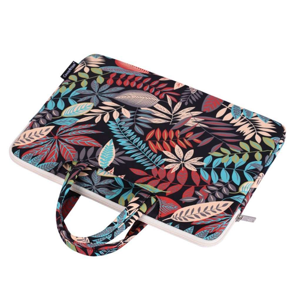 CANVASARTISAN H30-B01 Big Leaf Pattern 13-inch Laptop Carrying Bag Notebook Handbag - Black