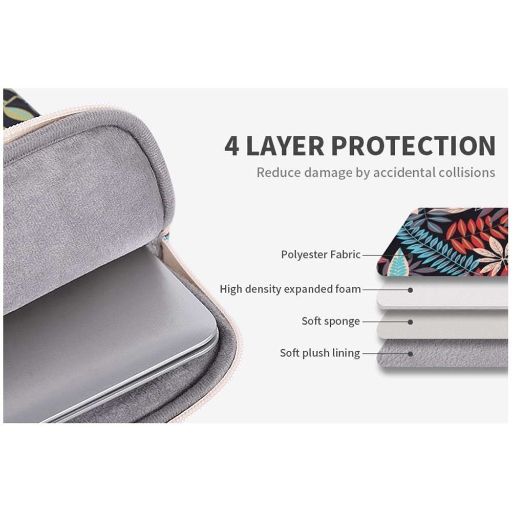 CANVASARTISAN H30-B01 Big Leaf Pattern 13-inch Laptop Carrying Bag Notebook Handbag - Black