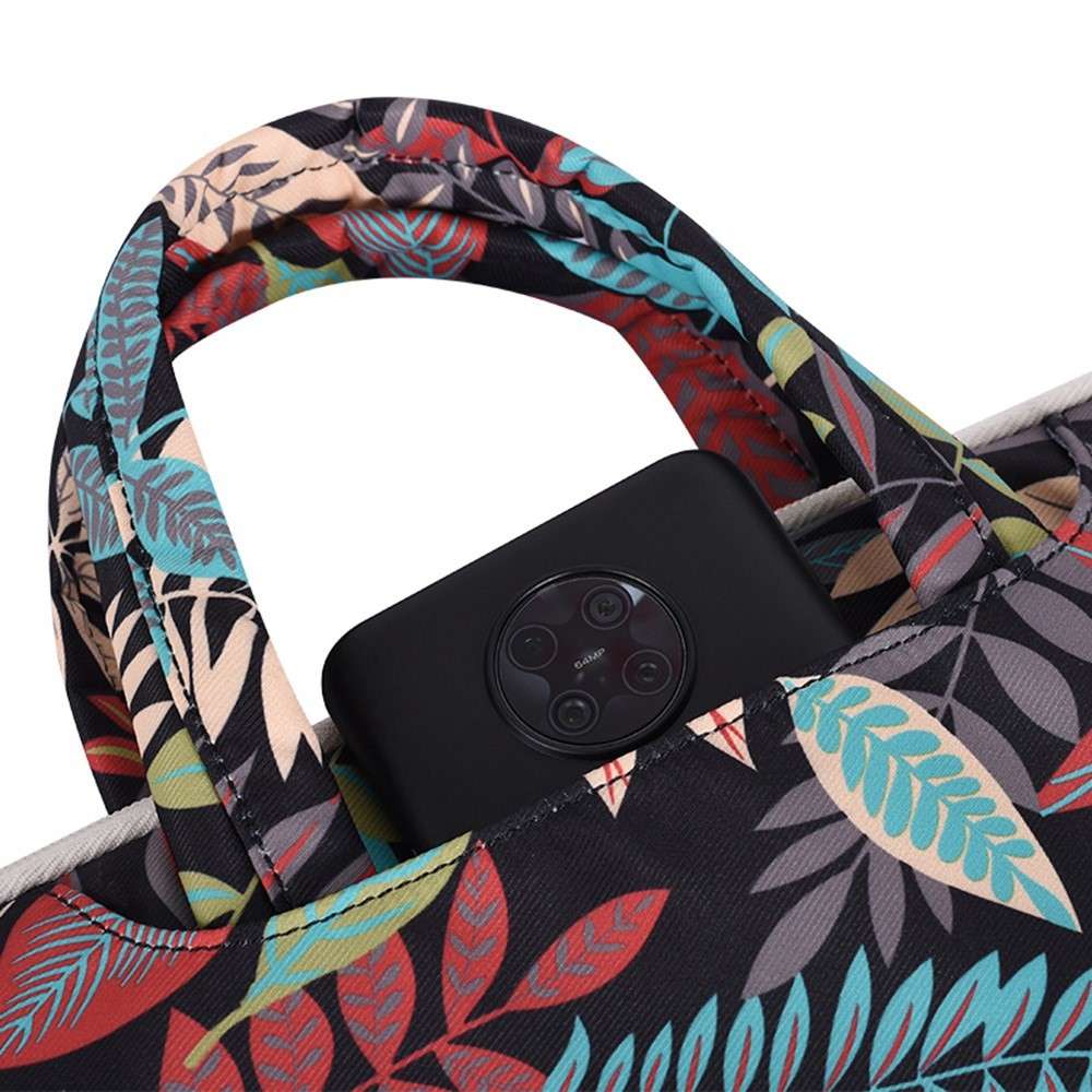 CANVASARTISAN H30-B01 Big Leaf Pattern 13-inch Laptop Carrying Bag Notebook Handbag - Black