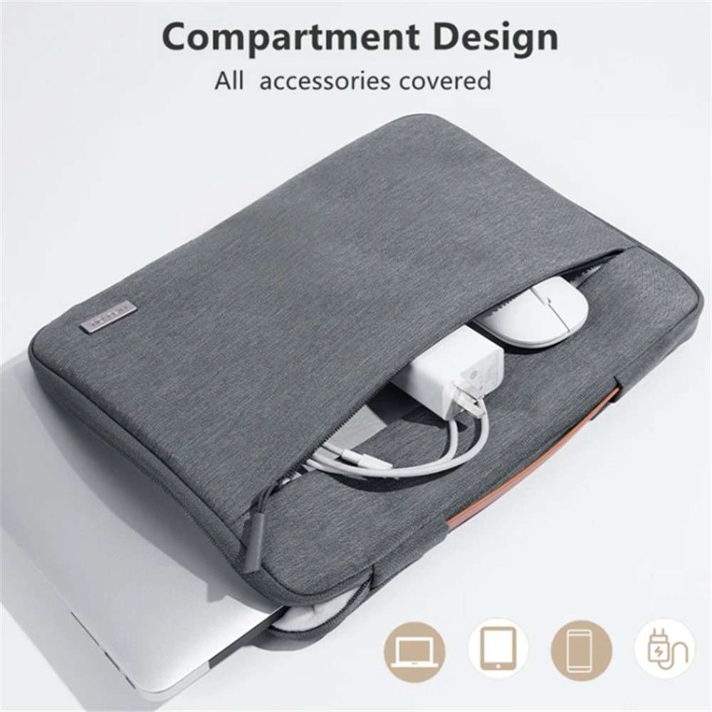 MELCOU 13-inch Laptop Sleeve Case Waterproof Polyester Notebook Carrying Handbag - Dark Grey