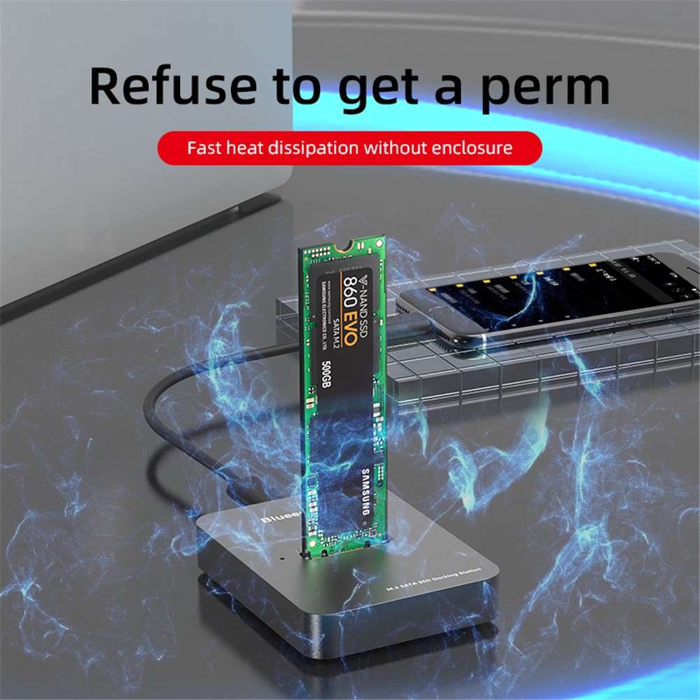 BLUEENDLESS SD02 External Dual Hard Disk Drive Dock Type-C Dock Station M.2 SATA NVME HDD SSD Case D