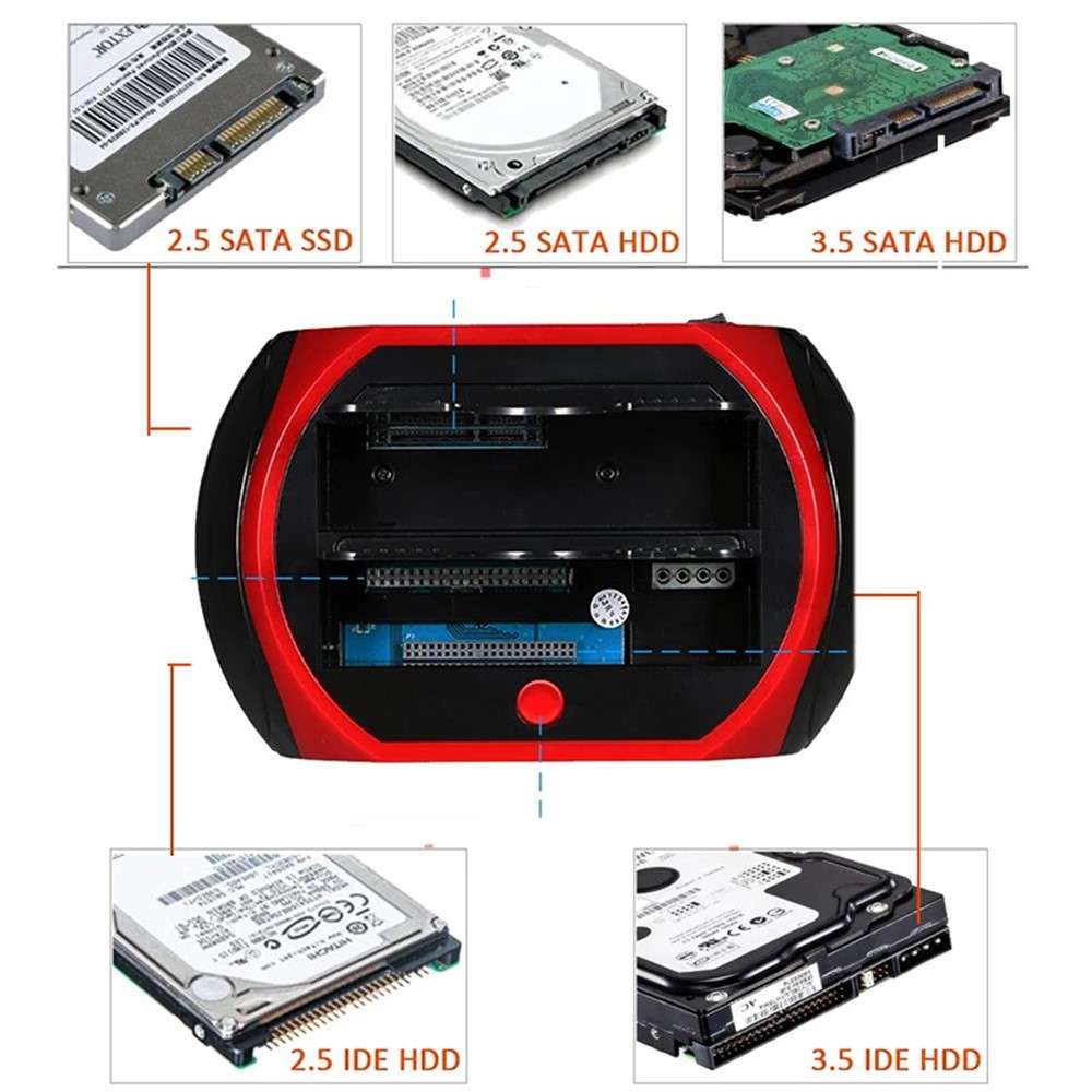 575D Laptop Computer Mobile Hard Disk Box USB Hard Disk Holder 2.5 / 3.5inch SATA IDE HDD Base - US