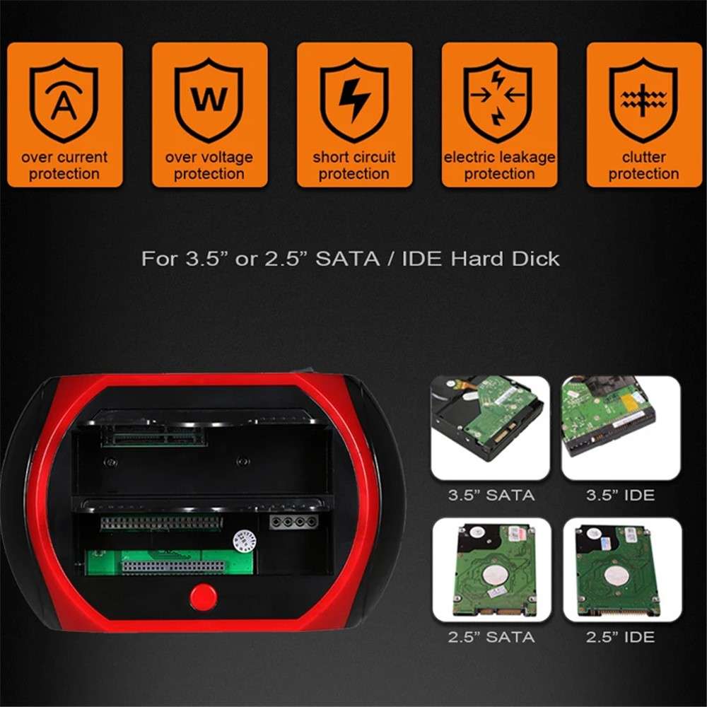 575D Laptop Computer Mobile Hard Disk Box USB Hard Disk Holder 2.5 / 3.5inch SATA IDE HDD Base - US