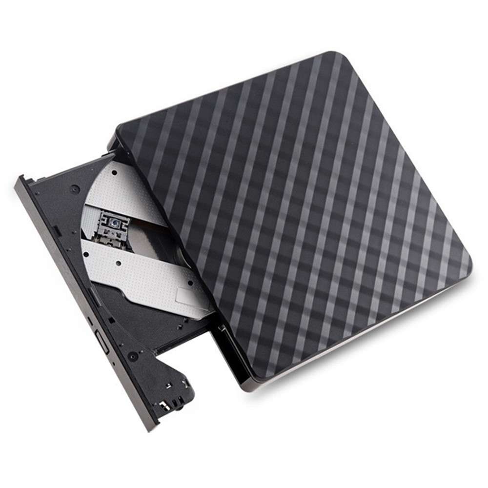 633 USB3.0 Computer Laptop External Optical Drive Burner Rhombus Pattern DVD Writer - Black