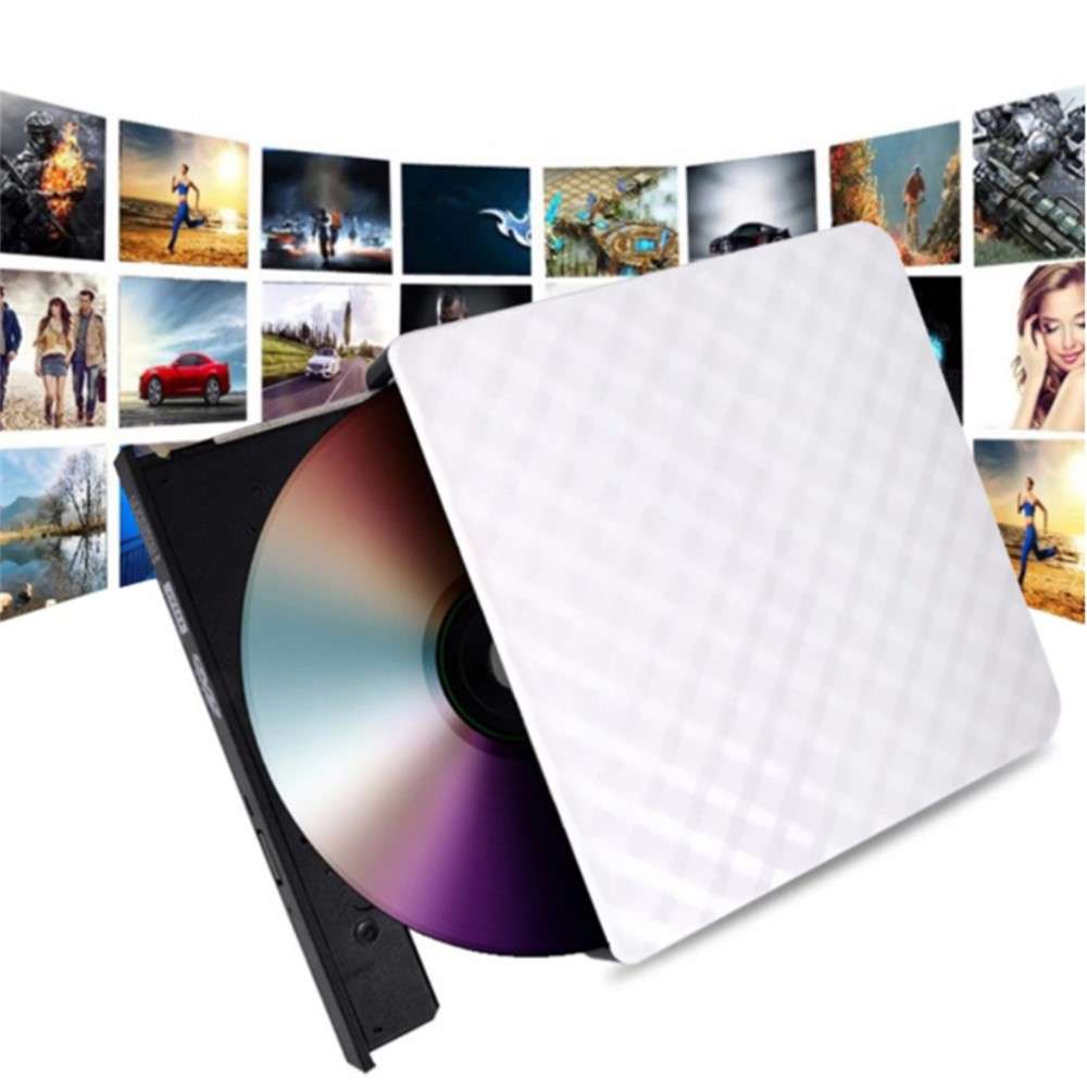 633 USB3.0 Computer Laptop External Optical Drive Burner Rhombus Pattern DVD Writer - Black