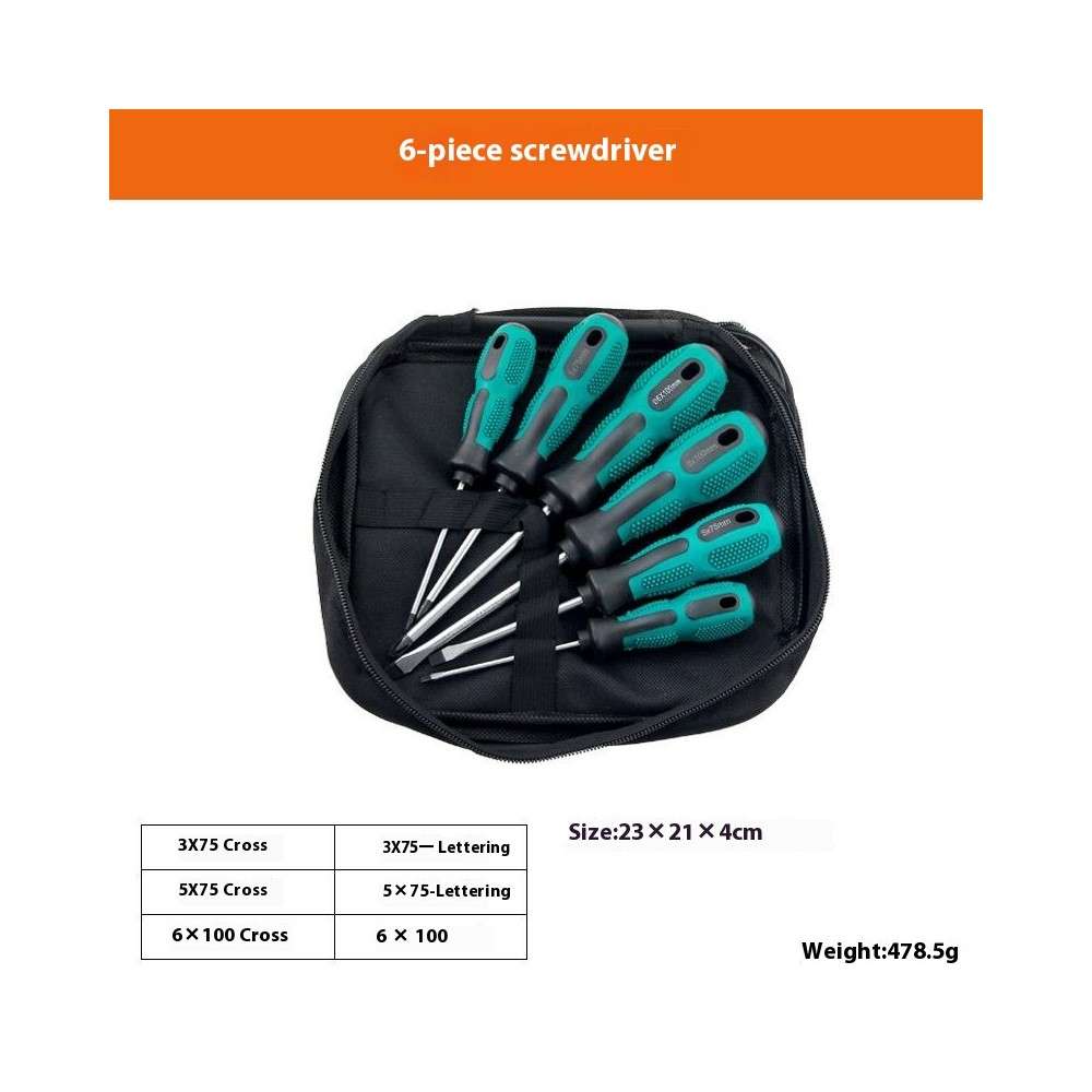 6 PCS Screwdriver Set Two Tone Rubber Handle Magnetic Phillips / Flathead Multi-Function Repair To