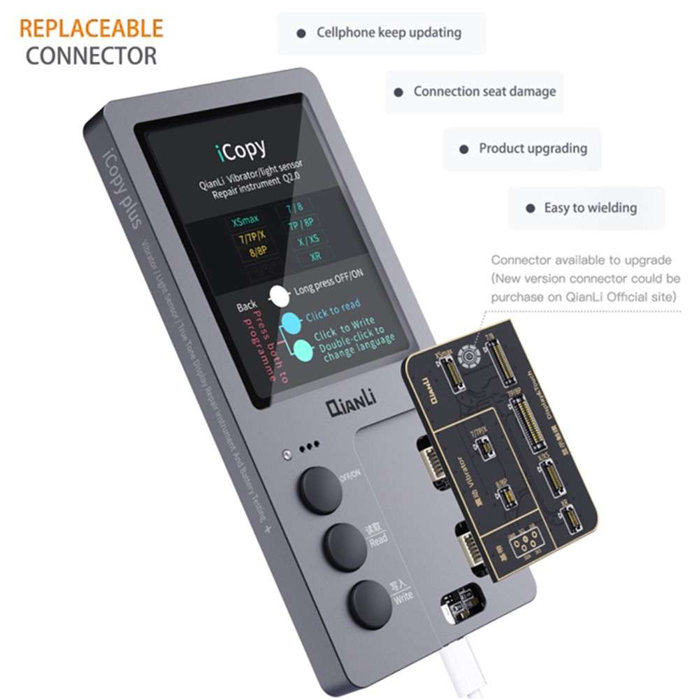 QIANLI iCopy Plus 3-in-1 LCD Screen Original Color Repair Programmer True Tone Light Sensor Battery