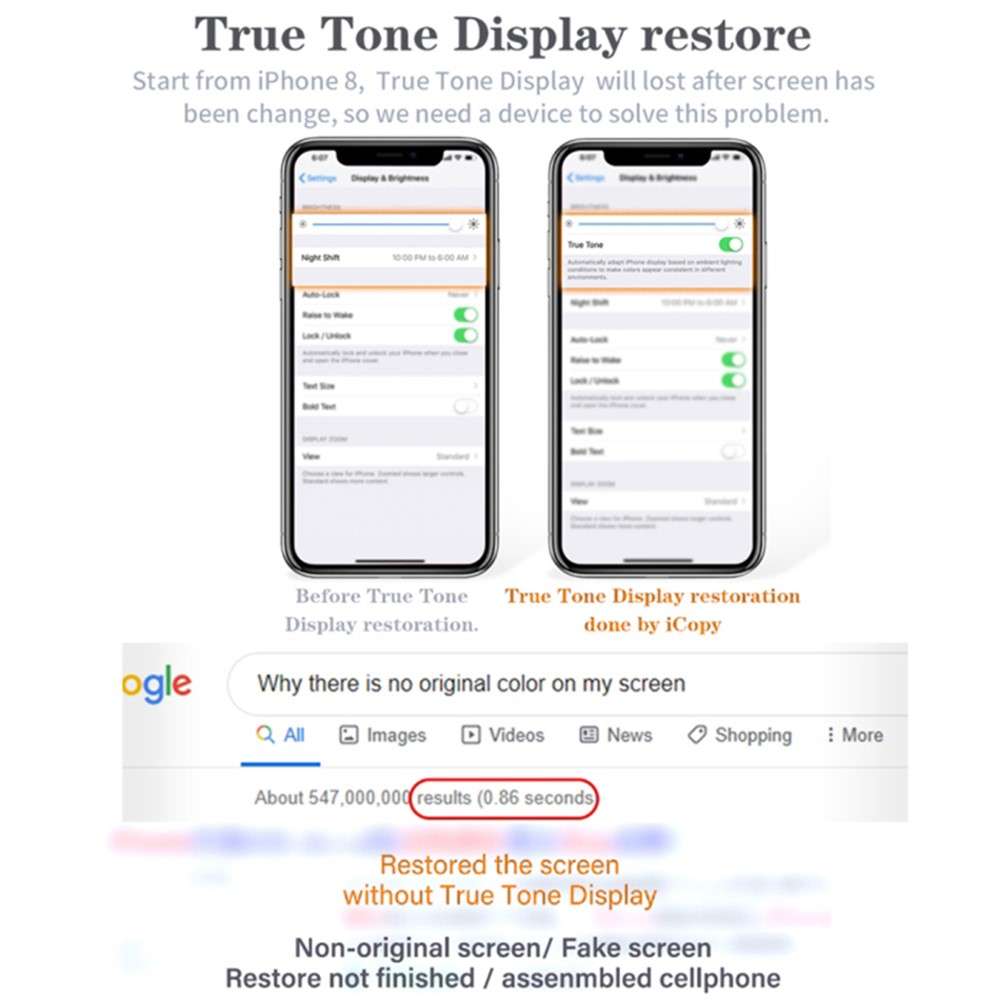 QIANLI iCopy Plus 3-in-1 LCD Screen Original Color Repair Programmer True Tone Light Sensor Battery