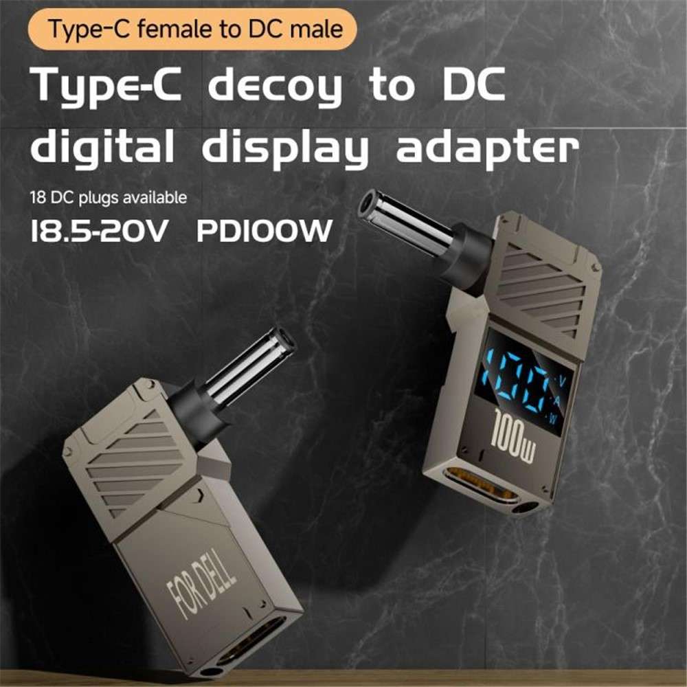 PD 100W Laptop Charging Adapter Type-C to DC 3.0x1.1mm Digital Display Fast Charging Converter