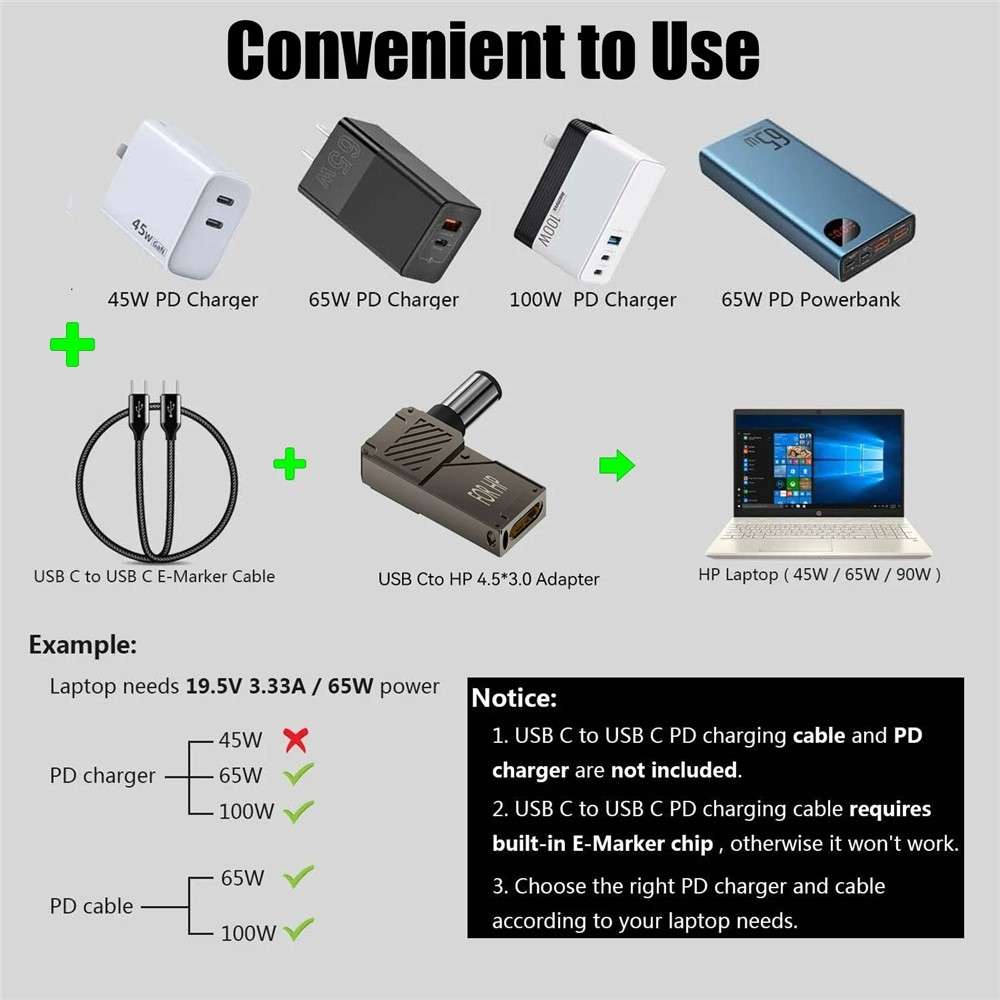PD 100W Laptop Charging Adapter Type-C to DC 3.0x1.1mm Digital Display Fast Charging Converter