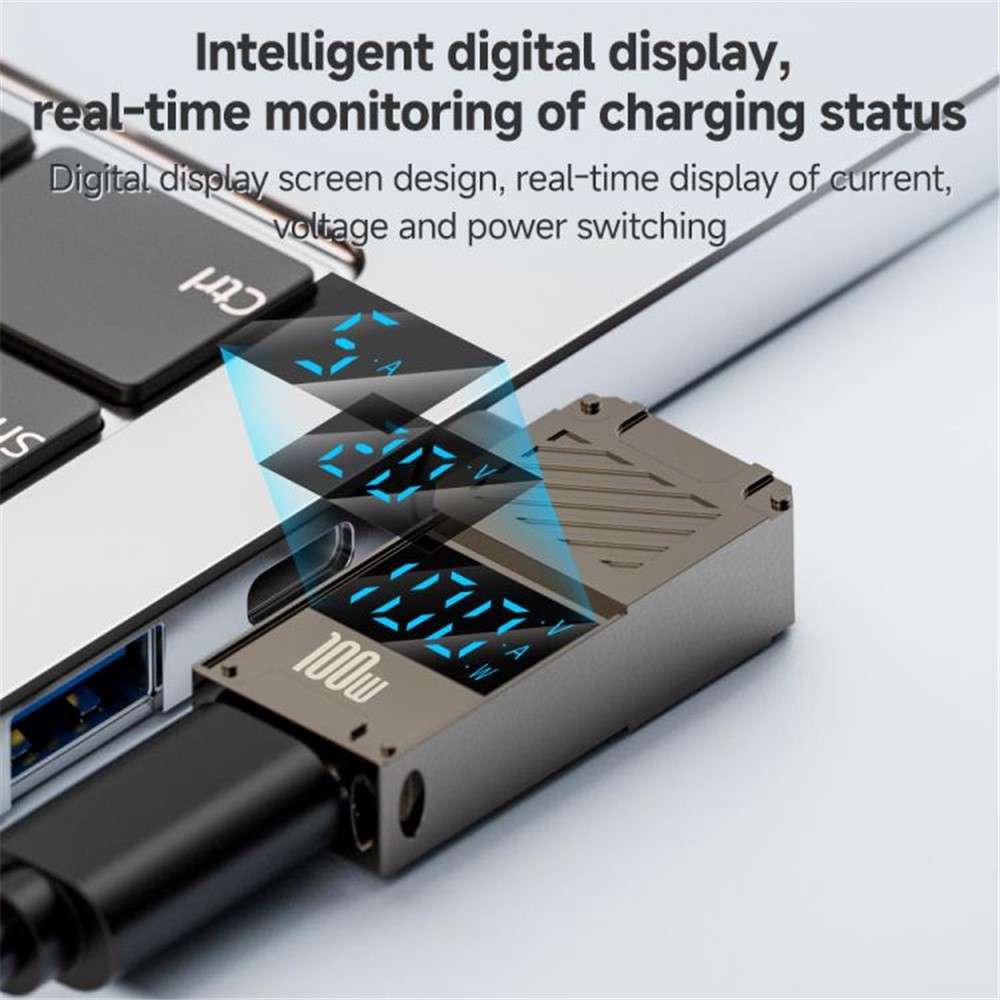 PD 100W Laptop Charging Adapter Type-C to DC 5.5x2.1mm Digital Display Fast Charging Converter