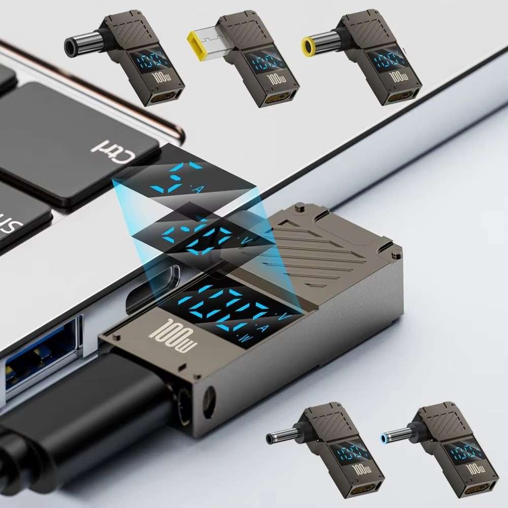 PD 100W Laptop Charging Adapter Type-C to DC 5.5x2.1mm Digital Display Fast Charging Converter